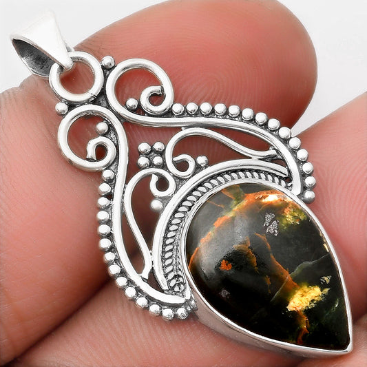 Natural Turkish Rainforest Chrysocolla Pendant P-1541 SDP107366