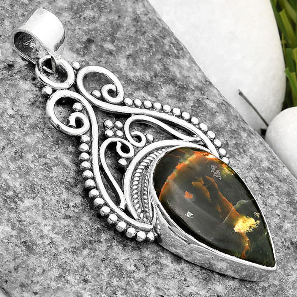 Natural Turkish Rainforest Chrysocolla Pendant P-1541 SDP107366