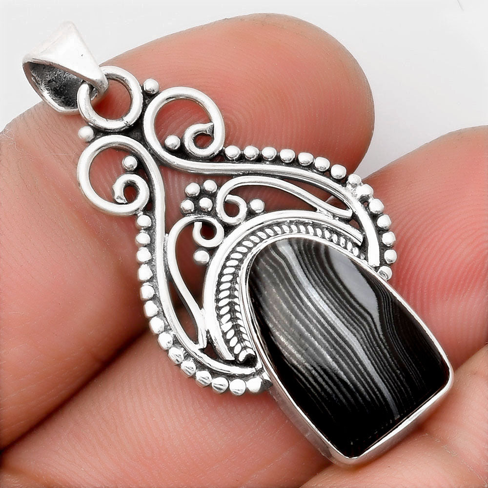 Crown Of Silver Psilomelane - Black Malachite Pendant P-1541 SDP107374