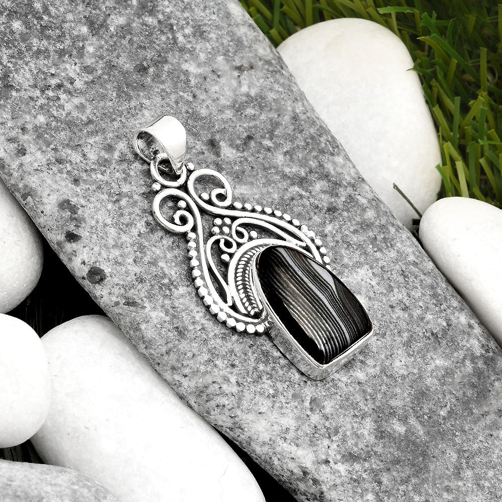 Crown Of Silver Psilomelane - Black Malachite Pendant P-1541 SDP107374