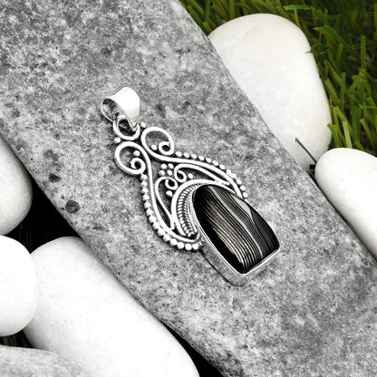 Crown Of Silver Psilomelane - Black Malachite Pendant P-1541 SDP107374