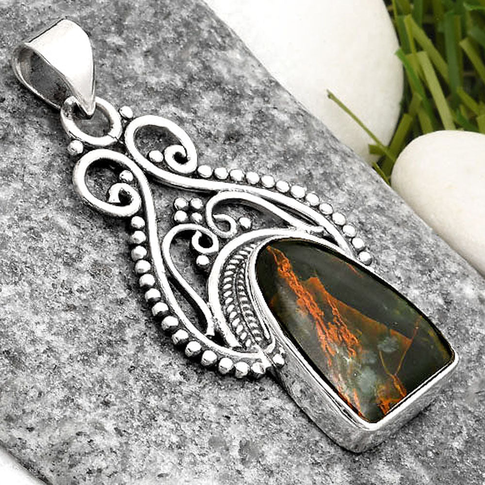 Natural Turkish Rainforest Chrysocolla Pendant P-1541 SDP107386