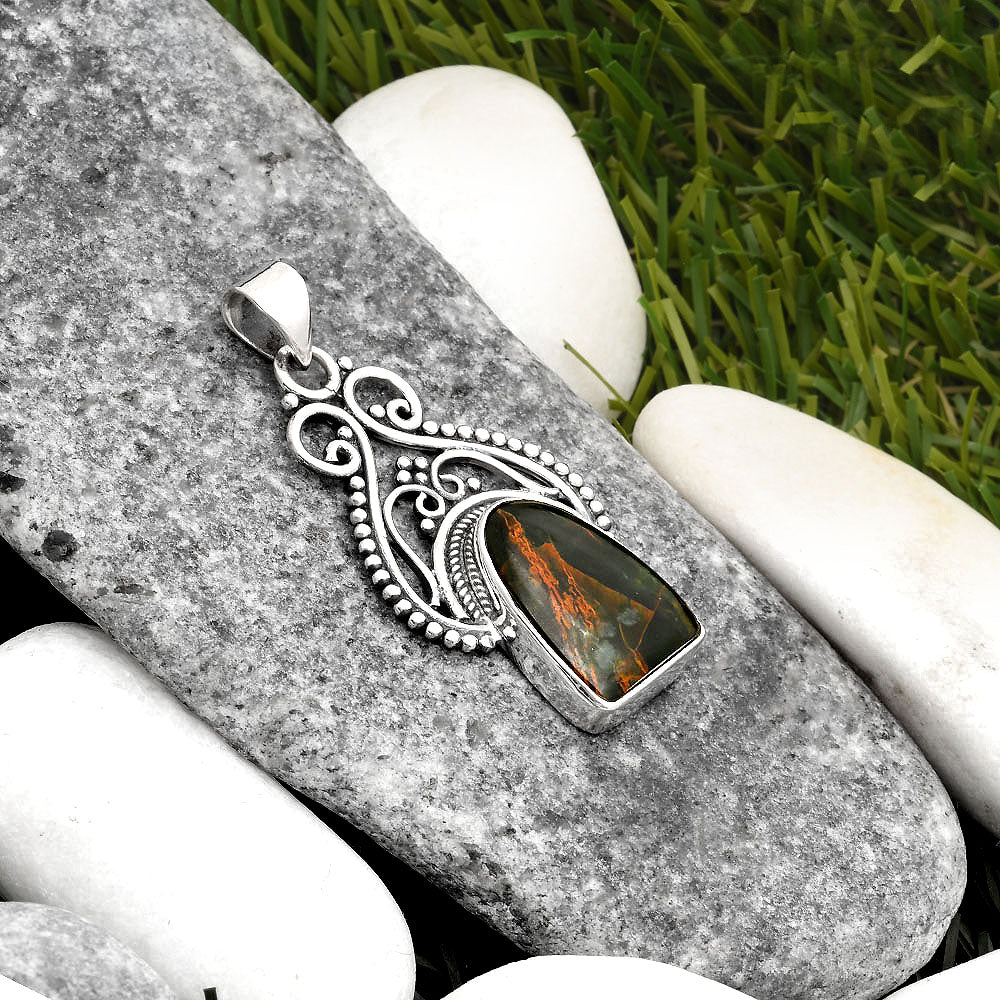 Natural Turkish Rainforest Chrysocolla Pendant P-1541 SDP107386