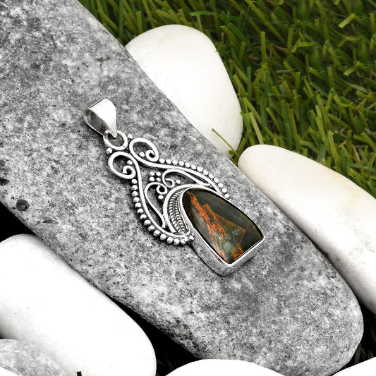 Natural Turkish Rainforest Chrysocolla Pendant P-1541 SDP107386