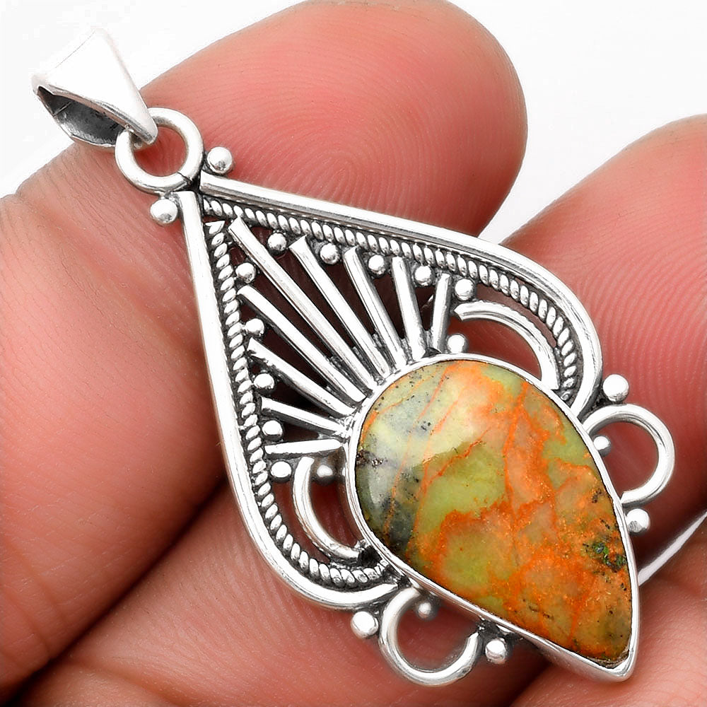 Natural Turkish Rainforest Chrysocolla Pendant P-1541 SDP107390