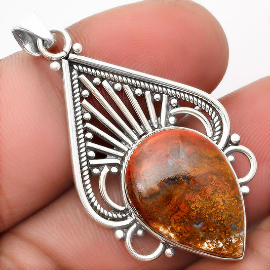 Natural Red Moss Agate Pendant P-1541 SDP107394