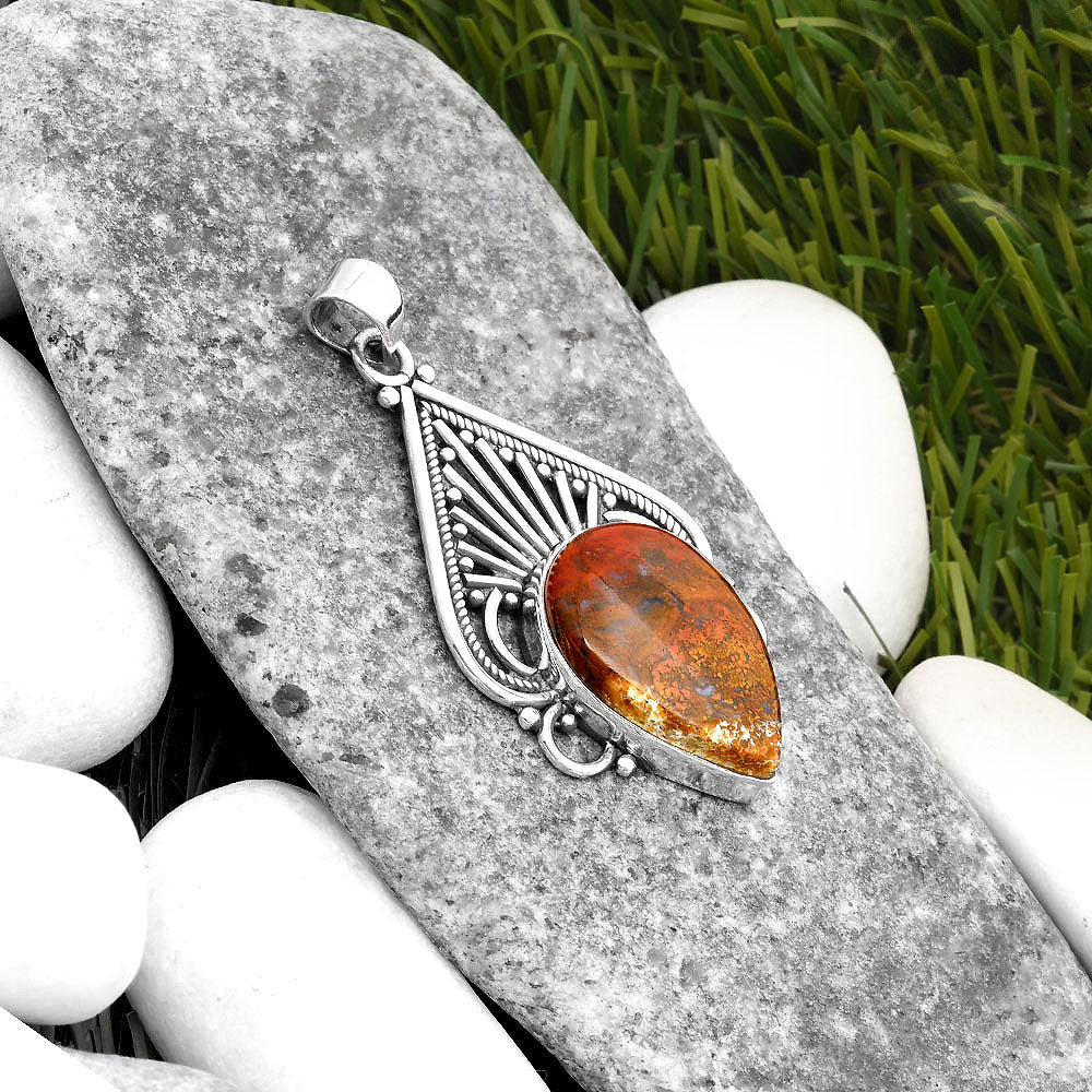 Natural Red Moss Agate Pendant P-1541 SDP107394