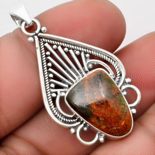 Natural Turkish Rainforest Chrysocolla Pendant P-1541 SDP107396