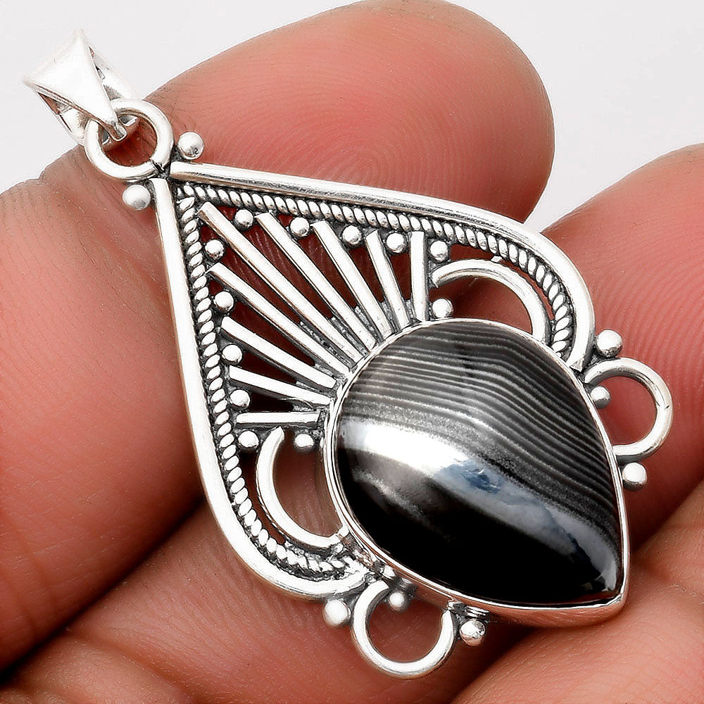 Crown Of Silver Psilomelane - Black Malachite Pendant P-1541 SDP107398