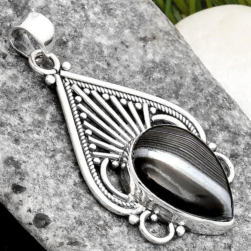 Crown Of Silver Psilomelane - Black Malachite Pendant P-1541 SDP107398