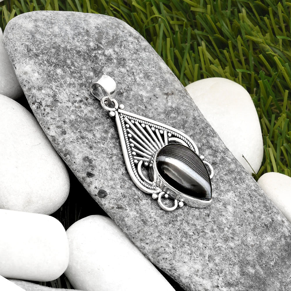 Crown Of Silver Psilomelane - Black Malachite Pendant P-1541 SDP107398