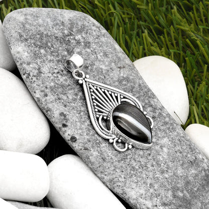 Crown Of Silver Psilomelane - Black Malachite Pendant P-1541 SDP107398