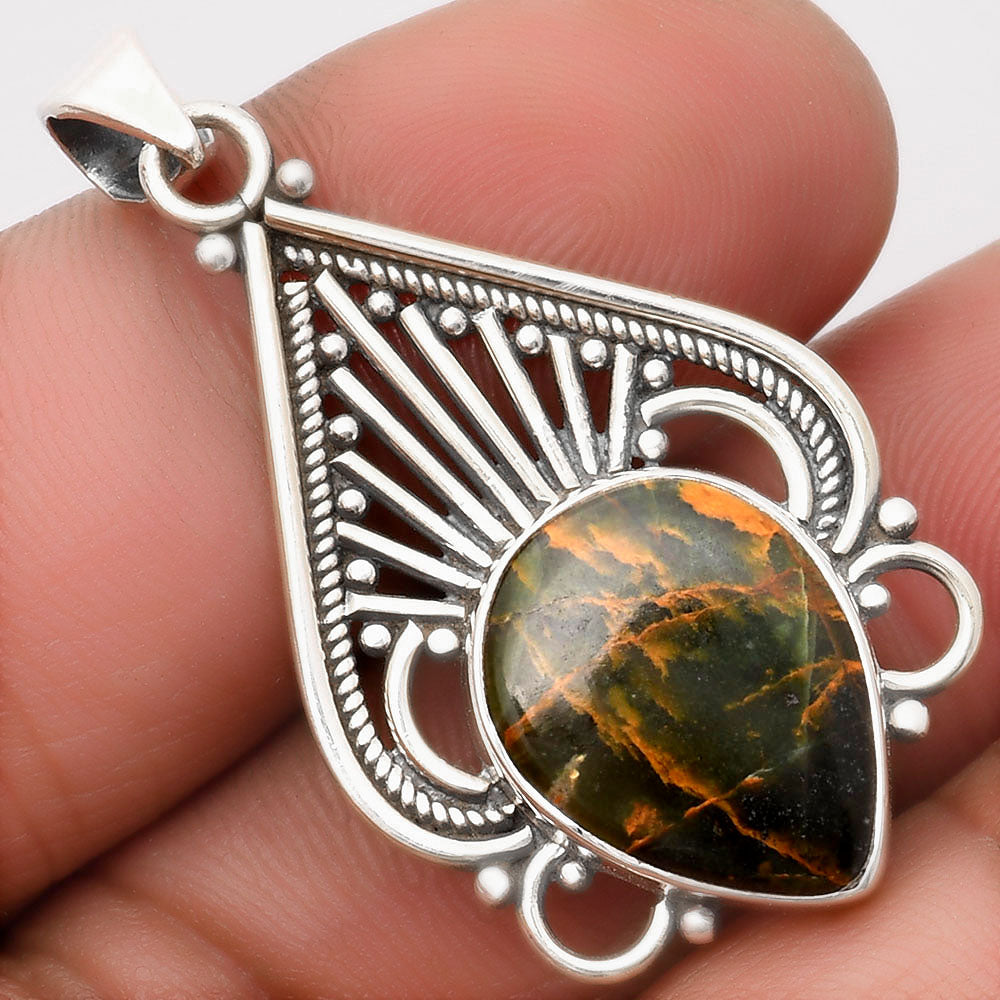 Natural Turkish Rainforest Chrysocolla Pendant P-1541 SDP107408