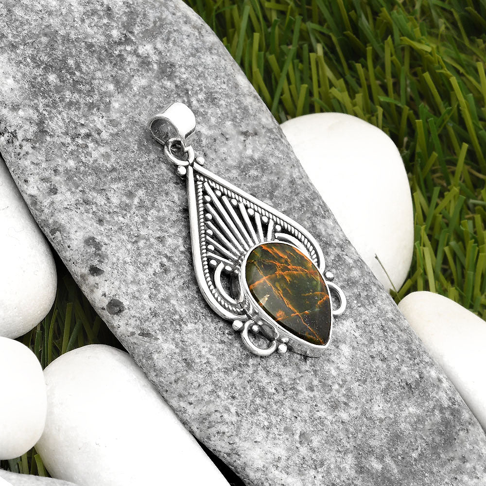 Natural Turkish Rainforest Chrysocolla Pendant P-1541 SDP107408