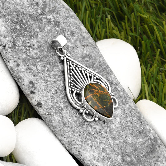 Natural Turkish Rainforest Chrysocolla Pendant P-1541 SDP107408