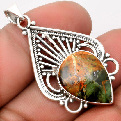 Natural Turkish Rainforest Chrysocolla Pendant P-1541 SDP107418