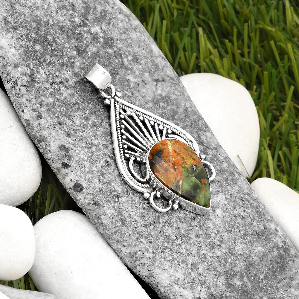 Natural Turkish Rainforest Chrysocolla Pendant P-1541 SDP107418