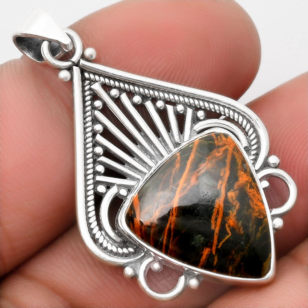 Natural Turkish Rainforest Chrysocolla Pendant P-1541 SDP107426