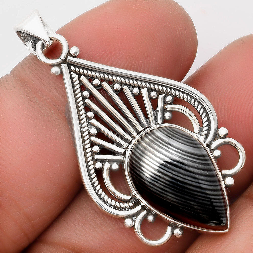 Crown Of Silver Psilomelane - Black Malachite Pendant P-1541 SDP107431