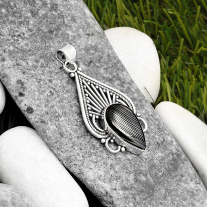 Crown Of Silver Psilomelane - Black Malachite Pendant P-1541 SDP107431