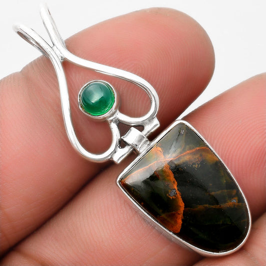 Turkish Rainforest Chrysocolla & Green Onyx Pendant P-1542 SDP107448