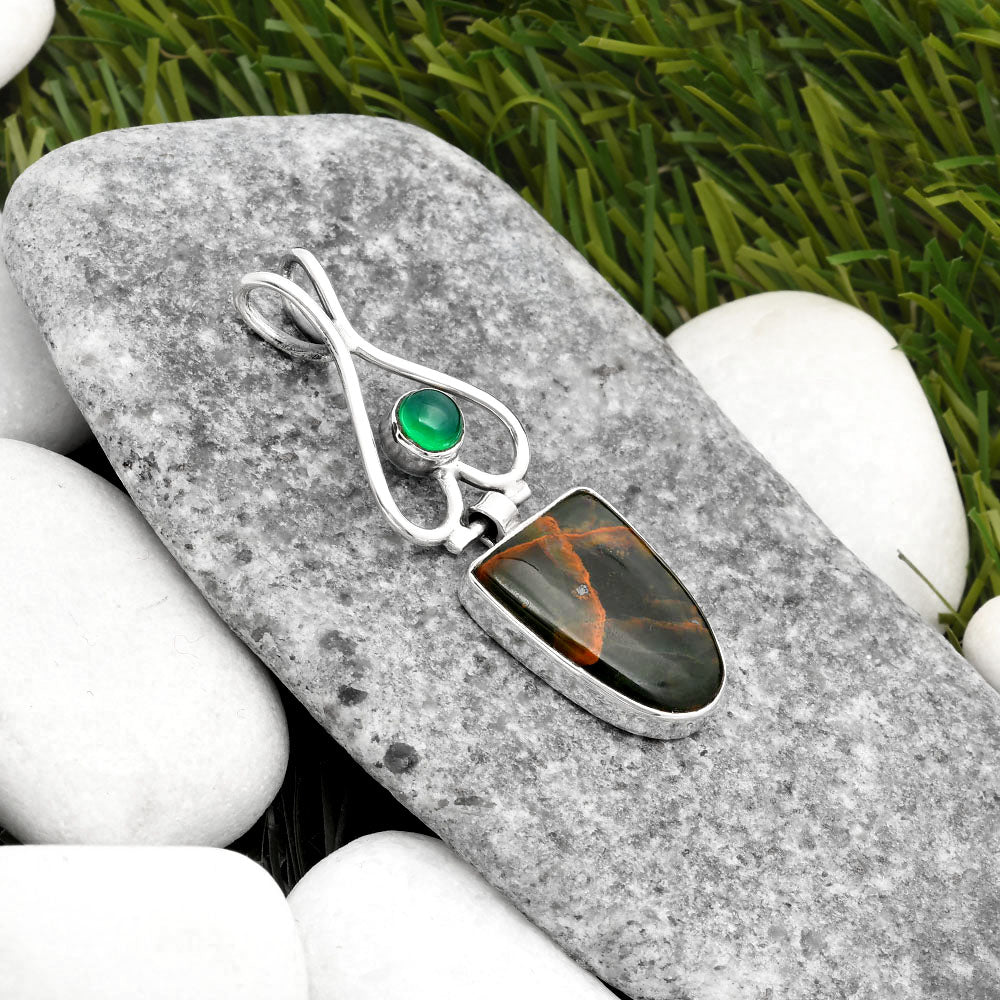 Turkish Rainforest Chrysocolla & Green Onyx Pendant P-1542 SDP107448