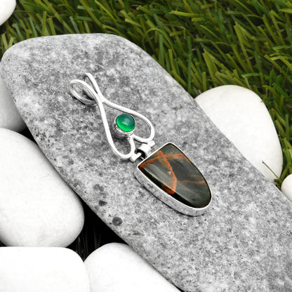 Turkish Rainforest Chrysocolla & Green Onyx Pendant P-1542 SDP107448