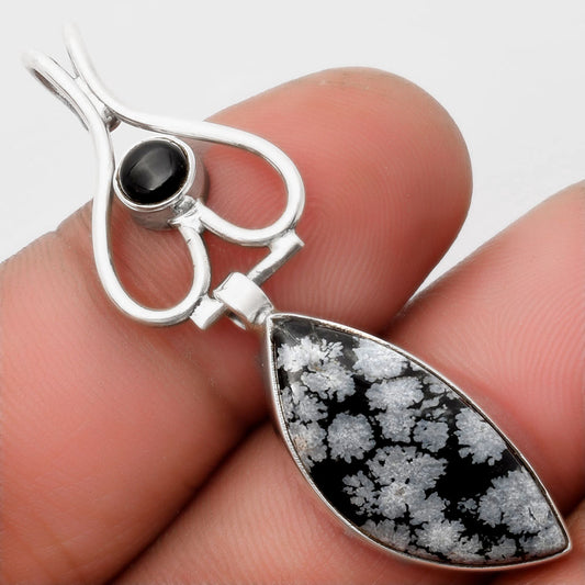 Snow Flake Obsidian & Black Onyx Pendant P-1542 SDP107449
