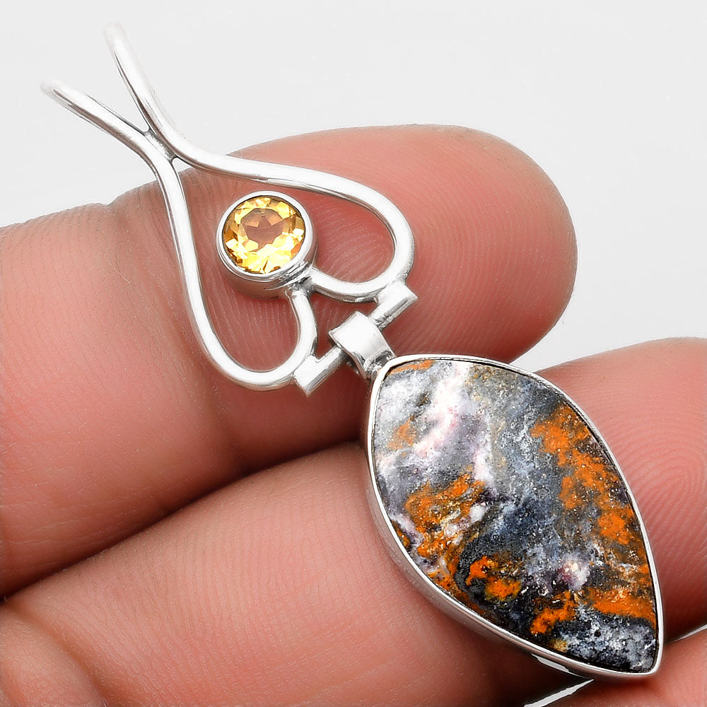 Natural Indian Blanket Jasper & Citrine Pendant P-1542 SDP107451