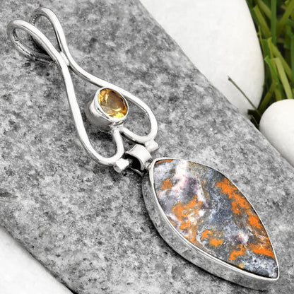 Natural Indian Blanket Jasper & Citrine Pendant P-1542 SDP107451