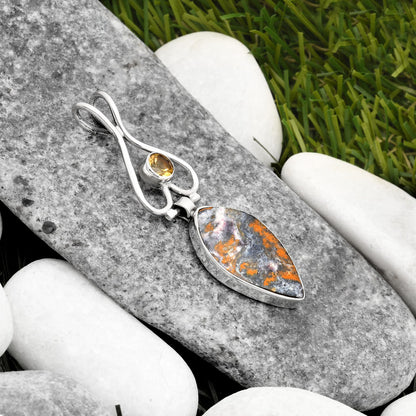 Natural Indian Blanket Jasper & Citrine Pendant P-1542 SDP107451