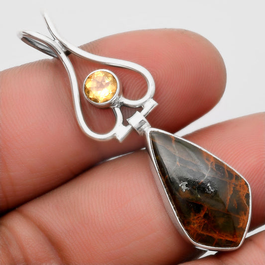 Turkish Rainforest Chrysocolla & Citrine Pendant P-1542 SDP107452