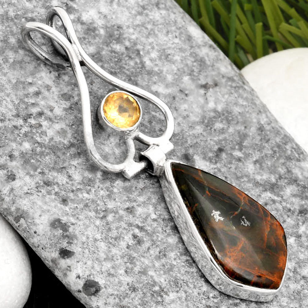 Turkish Rainforest Chrysocolla & Citrine Pendant P-1542 SDP107452