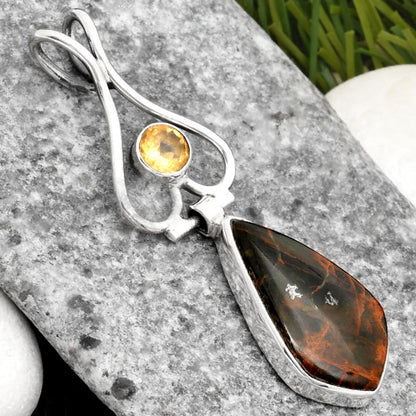 Turkish Rainforest Chrysocolla & Citrine Pendant P-1542 SDP107452