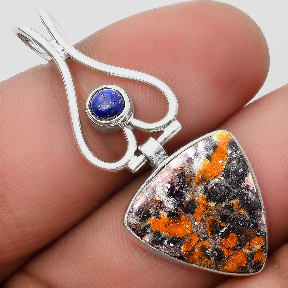 Natural Indian Blanket Jasper & Lapis Pendant P-1542 SDP107453