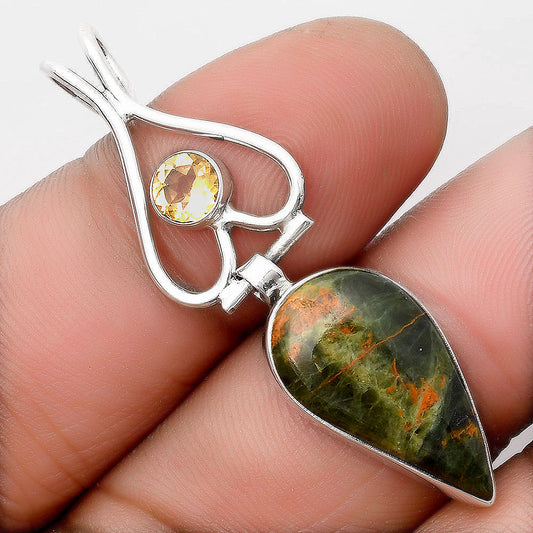 Turkish Rainforest Chrysocolla & Citrine Pendant P-1542 SDP107469