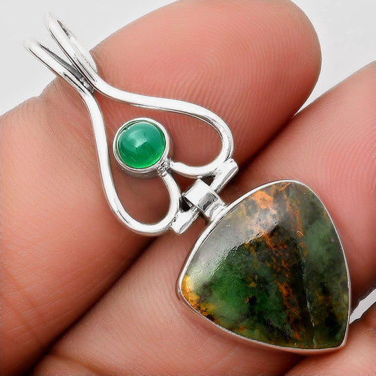 Turkish Rainforest Chrysocolla & Green Onyx Pendant P-1542 SDP107470
