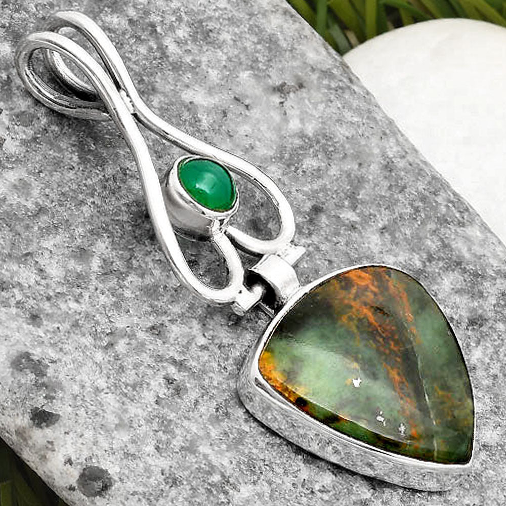 Turkish Rainforest Chrysocolla & Green Onyx Pendant P-1542 SDP107470