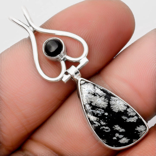 Snow Flake Obsidian & Black Onyx Pendant P-1542 SDP107471