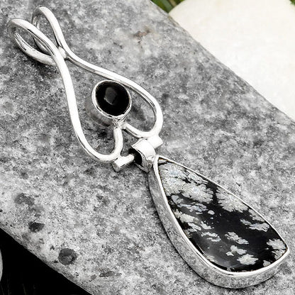 Snow Flake Obsidian & Black Onyx Pendant P-1542 SDP107471