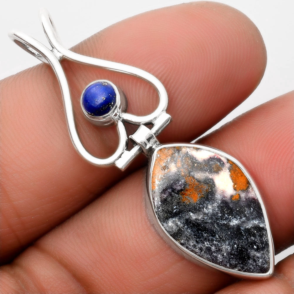 Natural Indian Blanket Jasper & Lapis Pendant P-1542 SDP107473