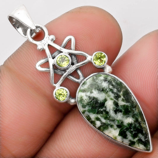 Star - Natural Dioptase & Peridot Pendant P-1095 SDP107492