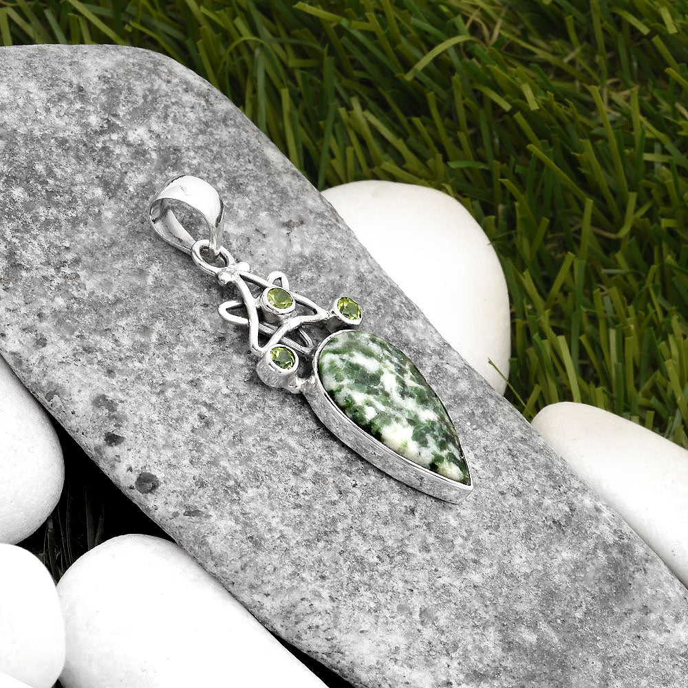 Star - Natural Dioptase & Peridot Pendant P-1095 SDP107492