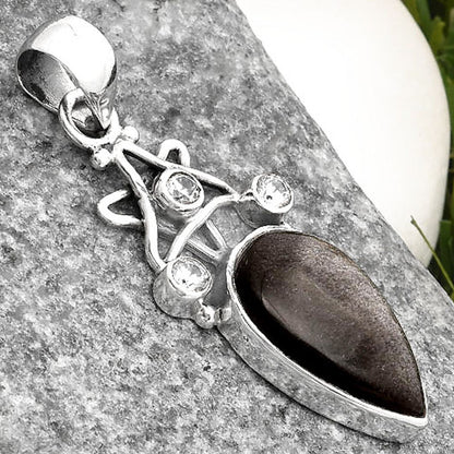 Star - Silver Obsidian & White Zircon Pendant P-1095 SDP107510
