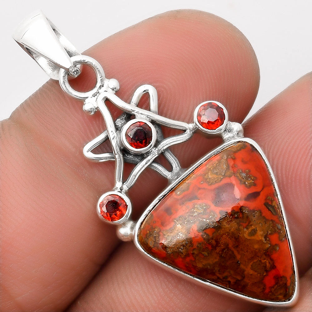 Star Rare Cady Mountain Agate & Garnet Pendant P-1095 SDP107526