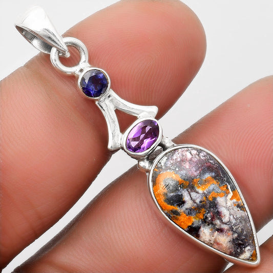 Indian Blanket Jasper, Amethyst & Iolite Pendant P-1362 SDP107544