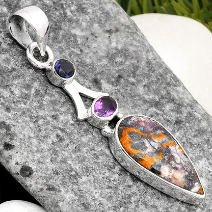 Indian Blanket Jasper, Amethyst & Iolite Pendant P-1362 SDP107544