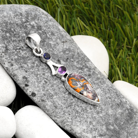 Indian Blanket Jasper, Amethyst & Iolite Pendant P-1362 SDP107544