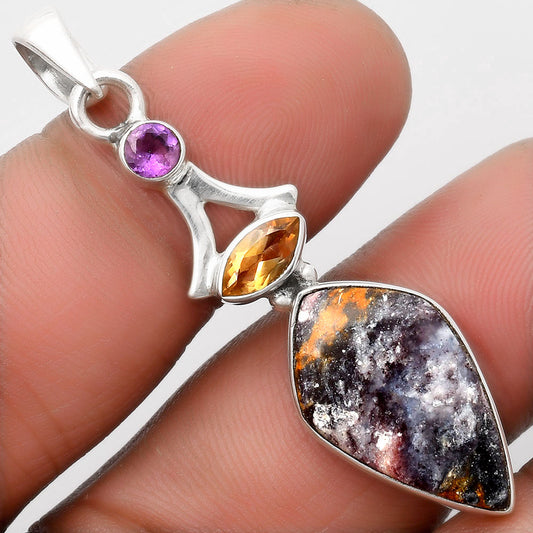 Indian Blanket Jasper, Citrine & Amethyst Pendant P-1362 SDP107546