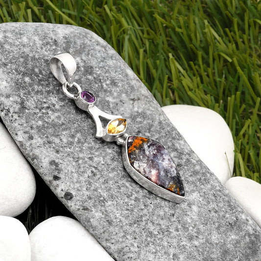Indian Blanket Jasper, Citrine & Amethyst Pendant P-1362 SDP107546
